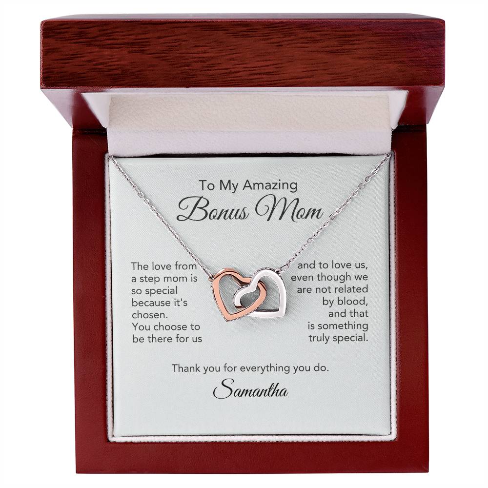 Bonus Mom Gifts for Step Mom Interlocking Hearts Necklace - MKT Custom Jewelry