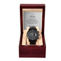 Watch gift for brother with thoughtful message card, black chronograph watch for men