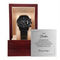 Watch gift for brother with thoughtful message card, black chronograph watch for men
