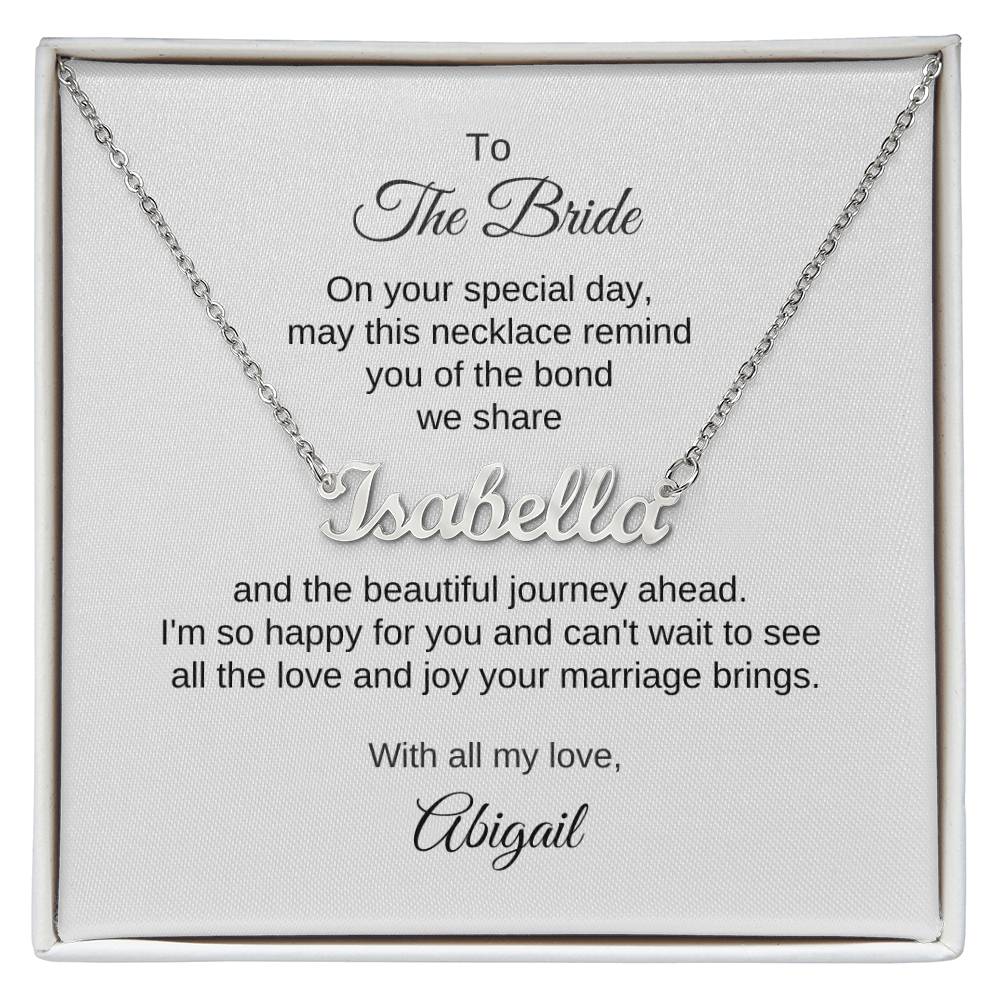 Gift for Best Friend Wedding, Custom Name Necklace, Gift on Wedding for Friend