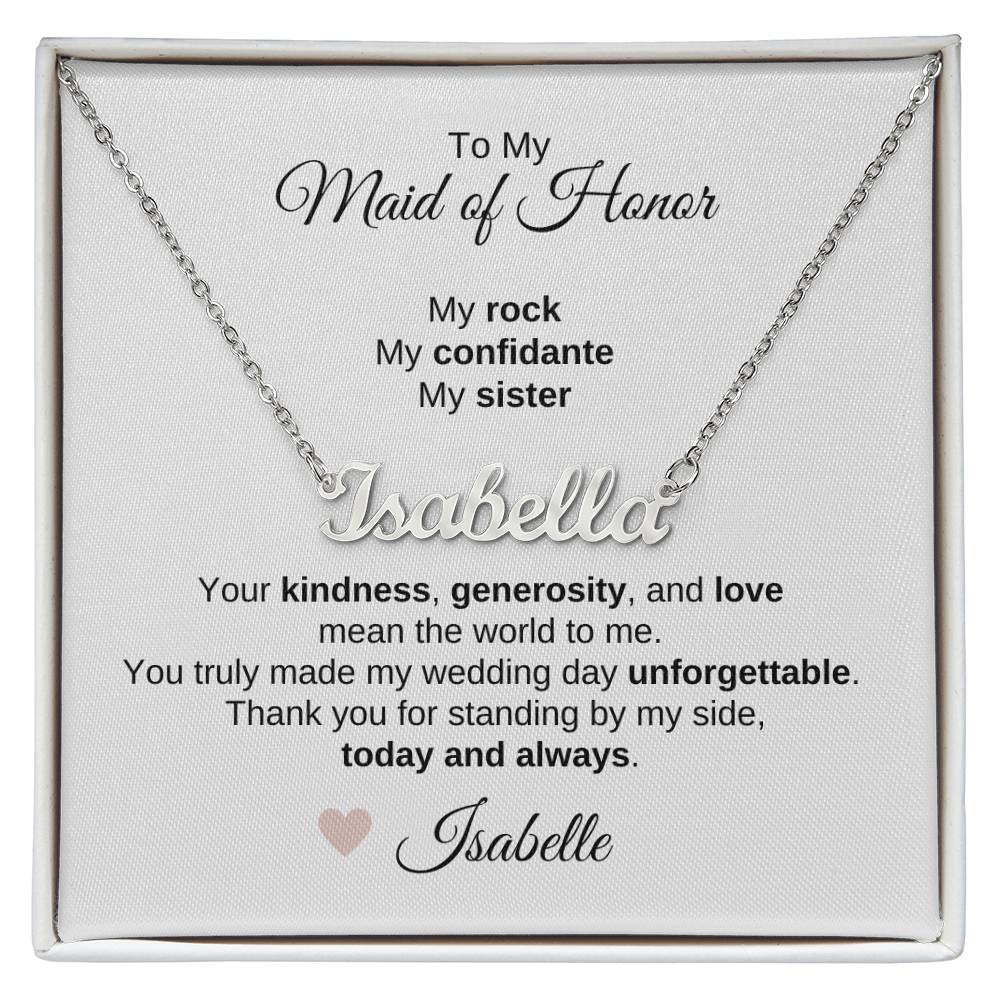 Maid of Honor Wedding Day Gifts Bridal Party Gifts Custom Name Necklace