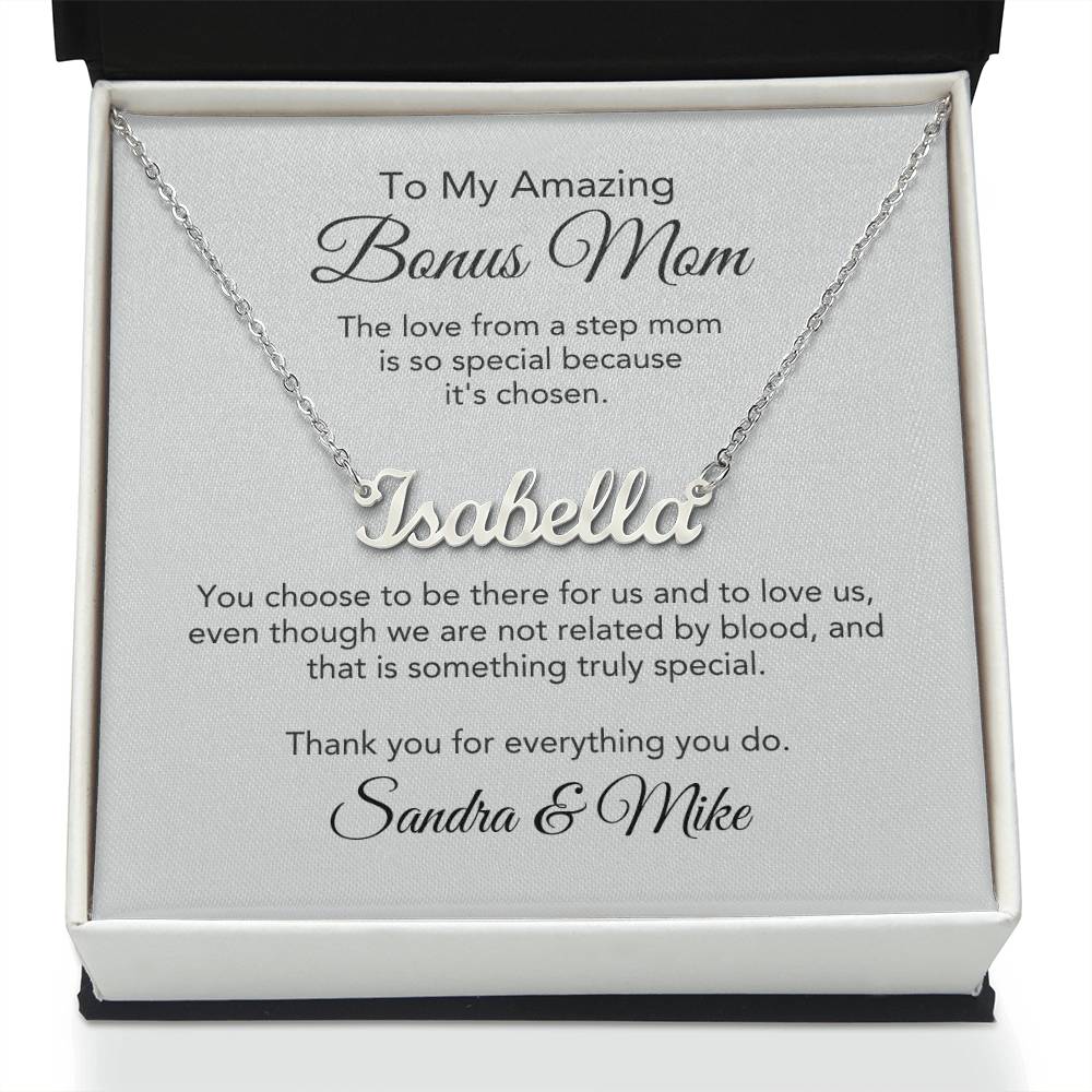 Bonus Mom Gifts for Step Mom Custom Name Necklace - MKT Custom Jewelry