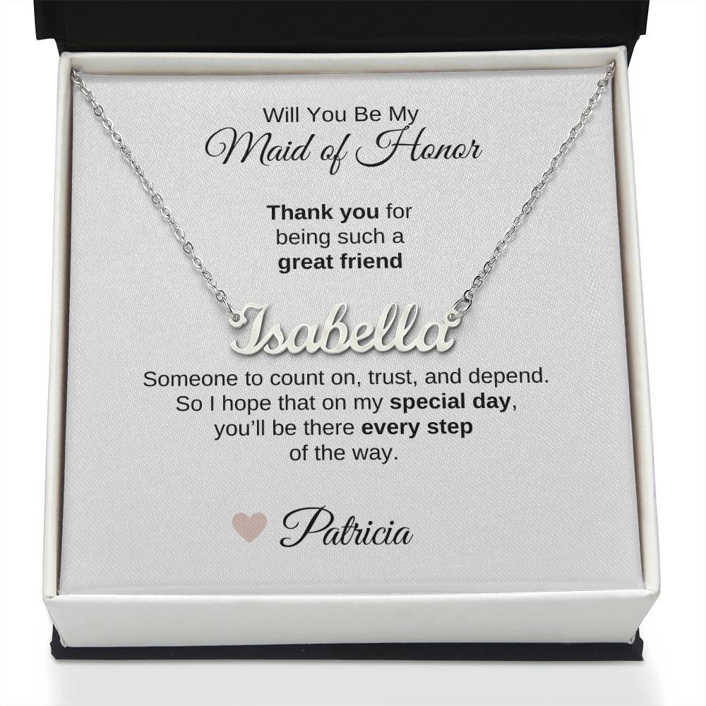 Will You Be My Maid of Honor Proposal Gift Custom Name Necklace