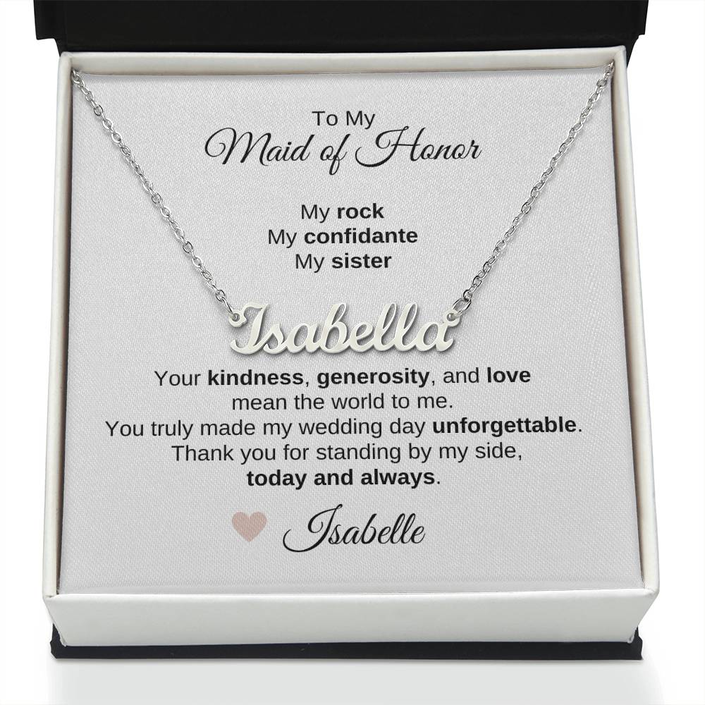 Maid of Honor Wedding Day Gifts Bridal Party Gifts Custom Name Necklace
