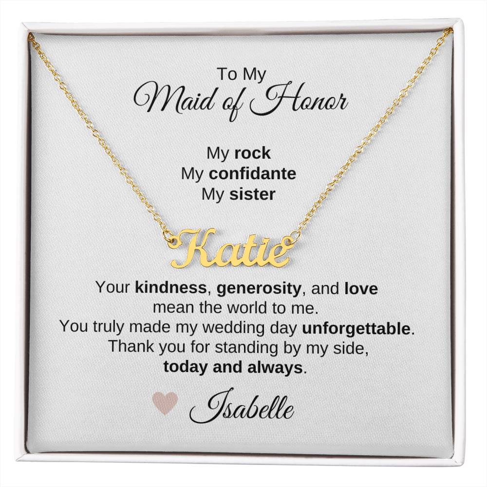Maid of Honor Wedding Day Gifts Bridal Party Gifts Custom Name Necklace