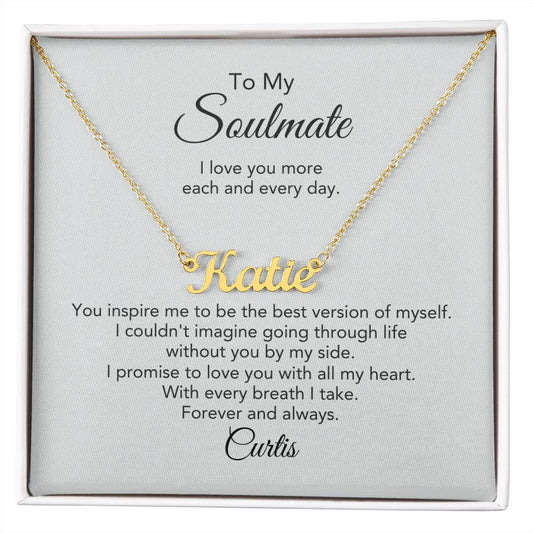 Soulmate Gift for Her Custom Name Necklace Girlfriend Gift Necklace for Wife