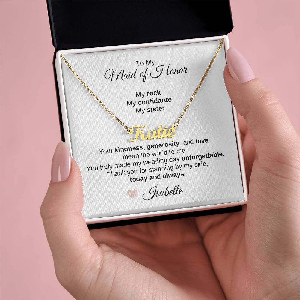 Maid of Honor Wedding Day Gifts Bridal Party Gifts Custom Name Necklace