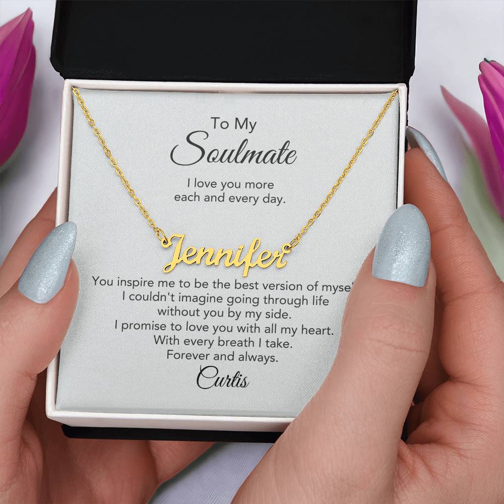 Soulmate Gift for Her Custom Name Necklace Girlfriend Gift Necklace for Wife