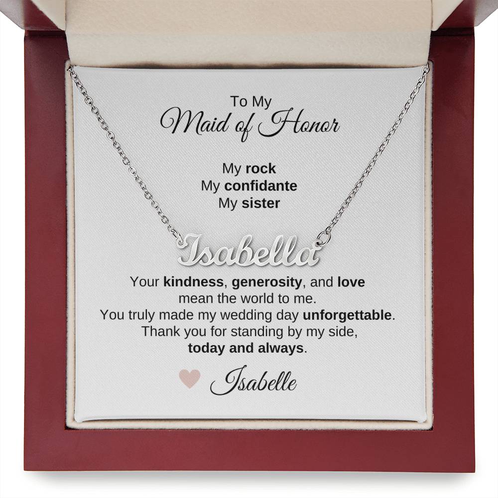 Maid of Honor Wedding Day Gifts Bridal Party Gifts Custom Name Necklace