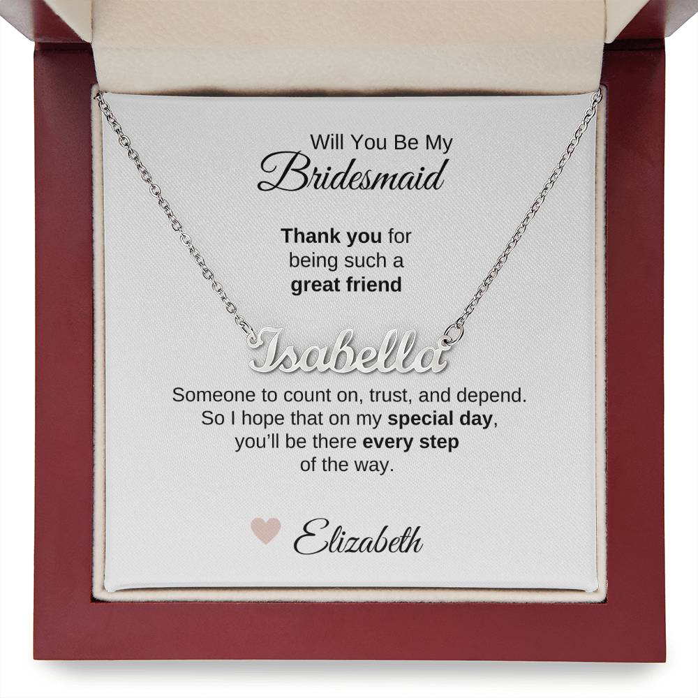 Will You Be My Bridesmaid Proposal Gift Custom Name Necklace