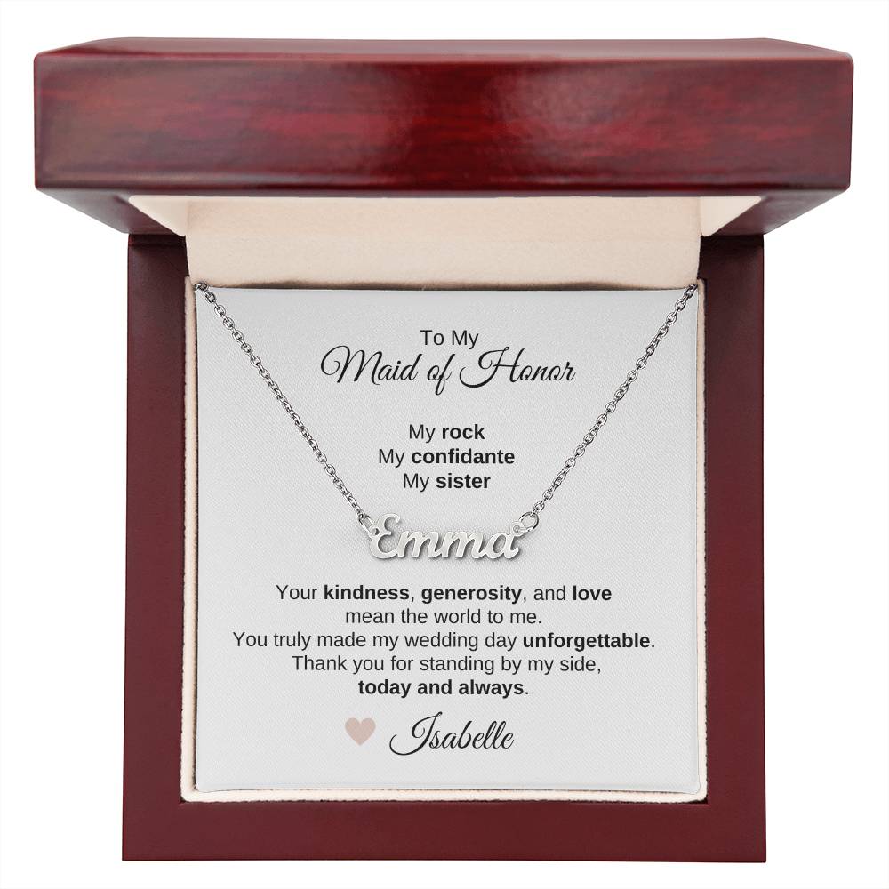 Maid of Honor Wedding Day Gifts Bridal Party Gifts Custom Name Necklace