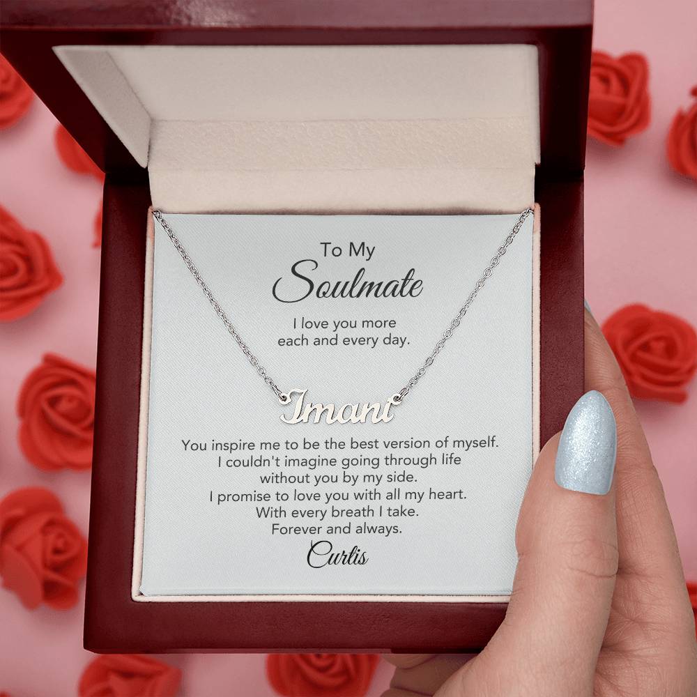 Soulmate Gift for Her Custom Name Necklace Girlfriend Gift Necklace for Wife