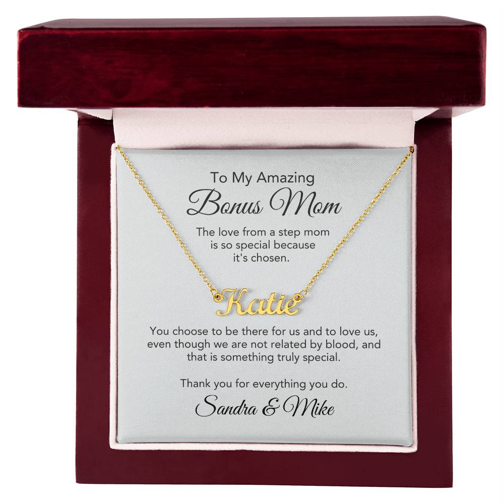 Bonus Mom Gifts for Step Mom Custom Name Necklace - MKT Custom Jewelry
