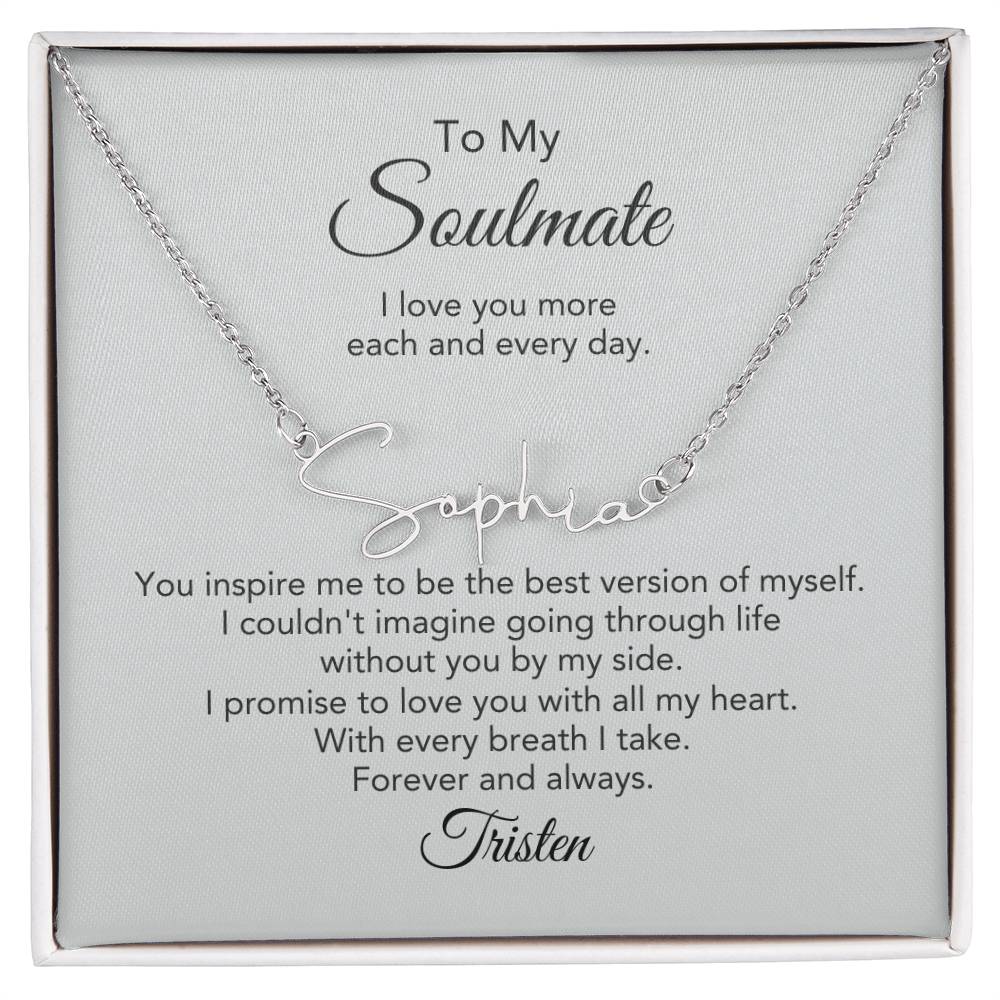 Soulmate Gift for Her Elegant Script Custom Name Necklace Girlfriend Gift Necklace for Wife