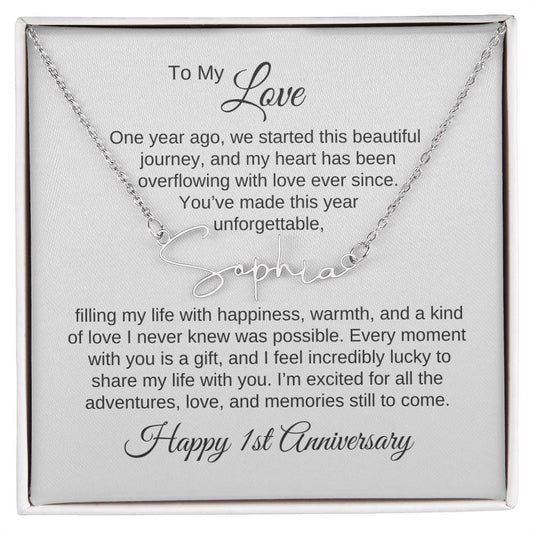 Signature Style name necklace personalized 1st anniversary gift silver
