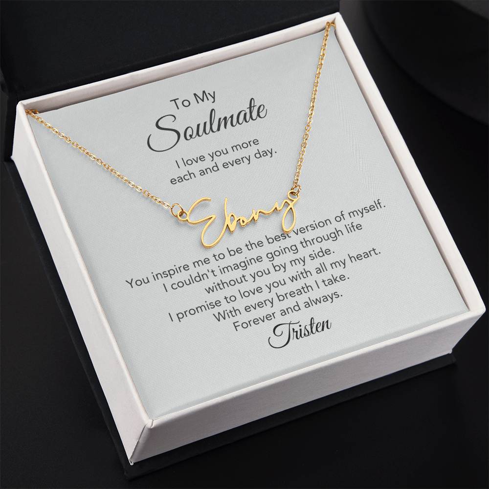 Soulmate Gift for Her Elegant Script Custom Name Necklace Girlfriend Gift Necklace for Wife