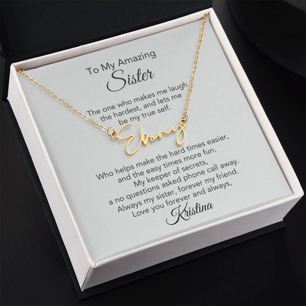Customized Gifts for Sister Script Custom Name Necklace for Sister - MKT Custom Jewelry