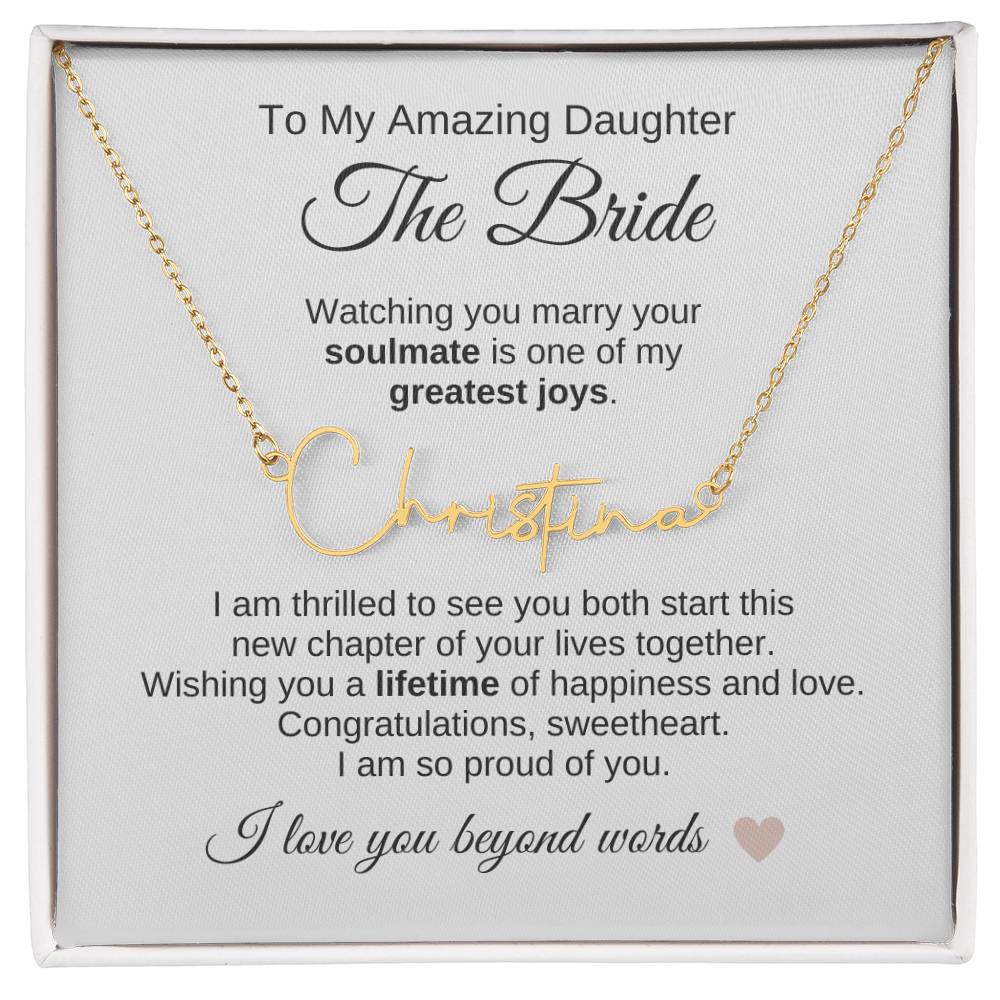 Daughter Wedding Gift Wedding Present for Daughter Script Custom Name - MKT Custom Jewelry