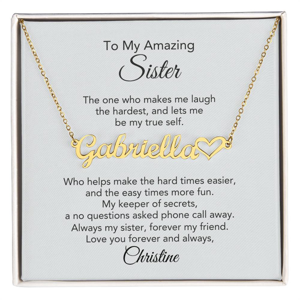 Customized Gifts for Sister Unique Gifts Custom Name Heart Necklace - MKT Custom Jewelry