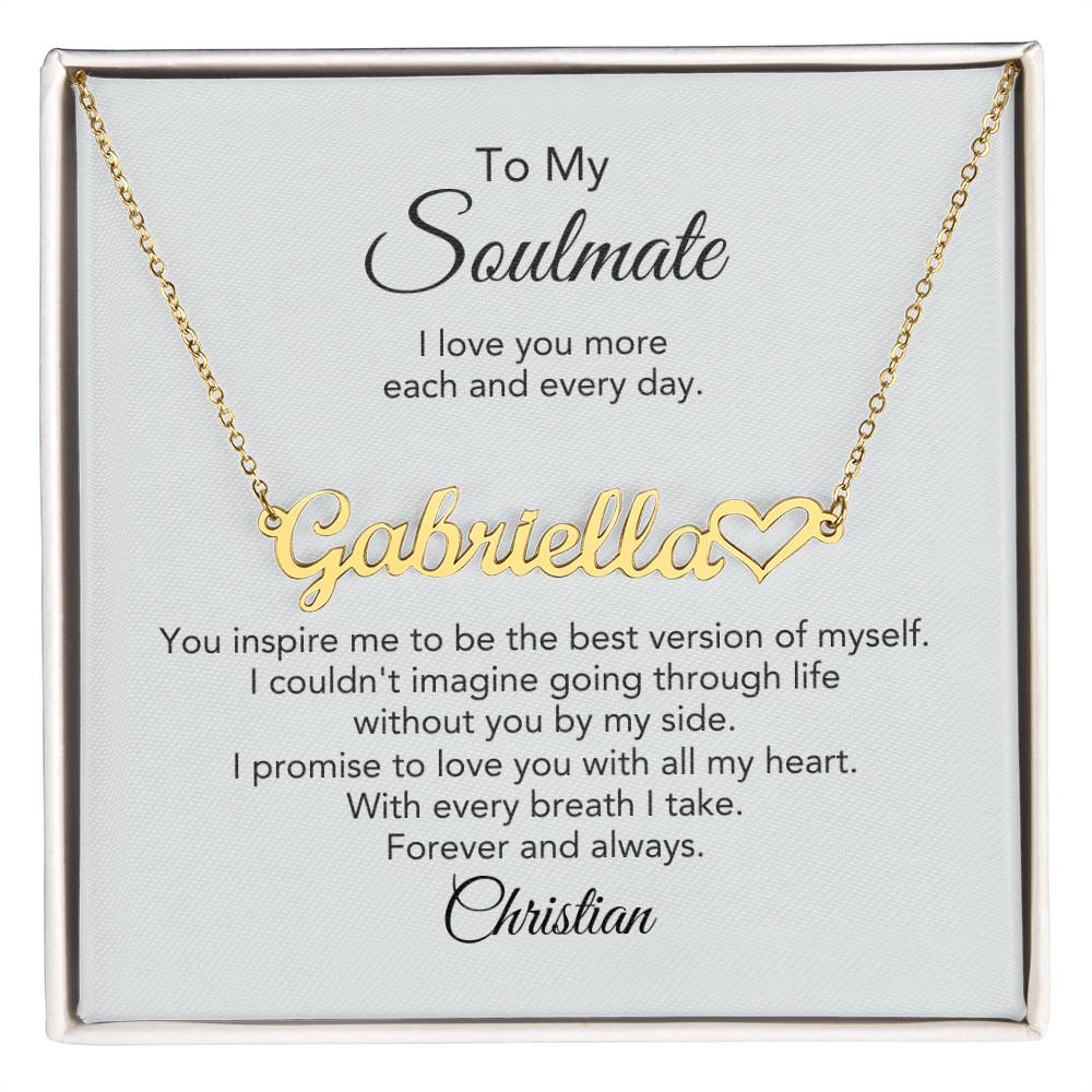 Soulmate Gift for Her Custom Name Heart Necklace Girlfriend Gift Necklace for Wife