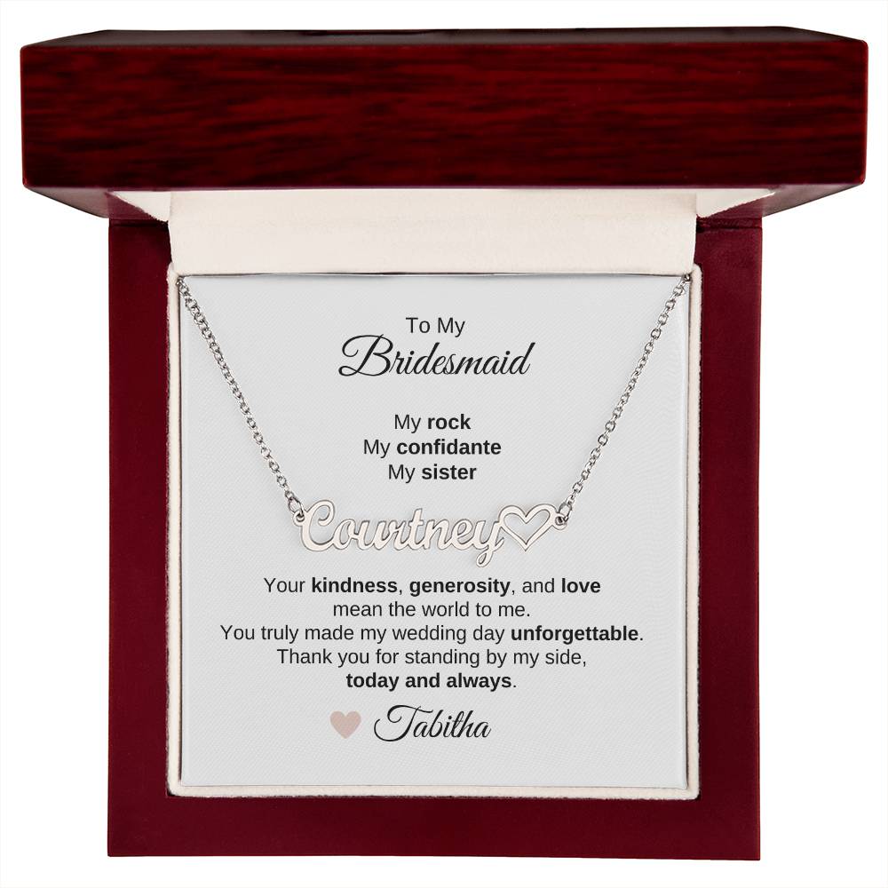 Bridesmaids Wedding Day Gifts Bridal Party Gifts Custom Name Heart Necklace
