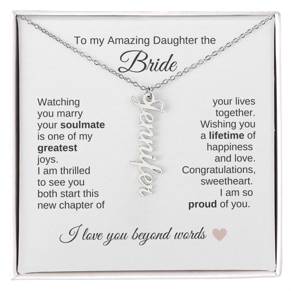 Daughter Wedding Gift Wedding Present for Daughter Custom Name Dangle - MKT Custom Jewelry
