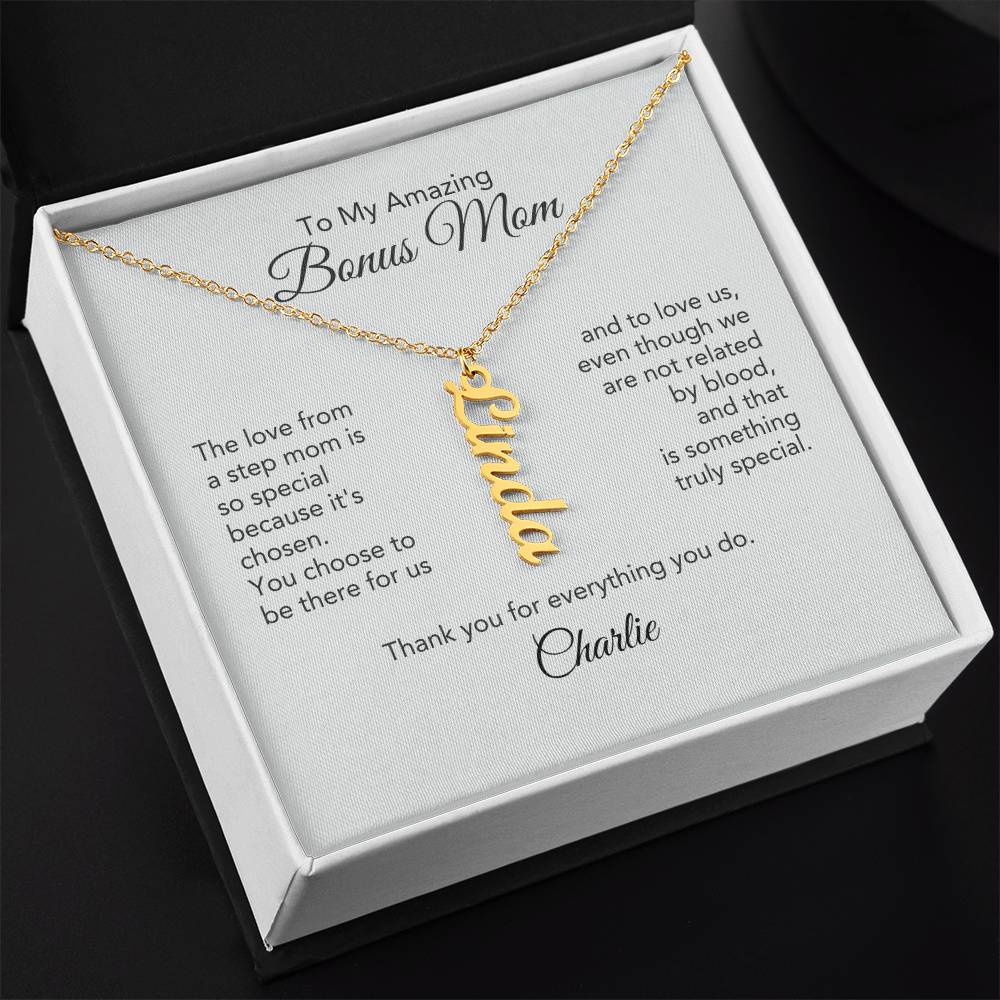 Bonus Mom Gifts for Step Mom Custom Name Dangle Necklace - MKT Custom Jewelry