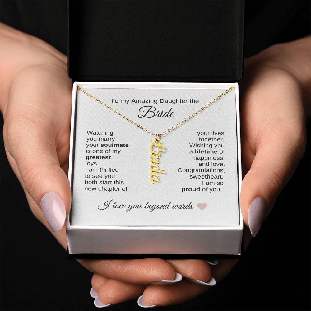 Daughter Wedding Gift Wedding Present for Daughter Custom Name Dangle - MKT Custom Jewelry
