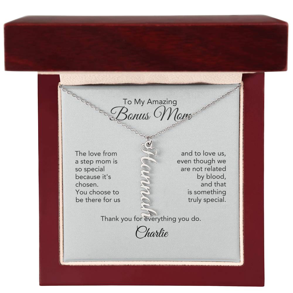 Bonus Mom Gifts for Step Mom Custom Name Dangle Necklace - MKT Custom Jewelry