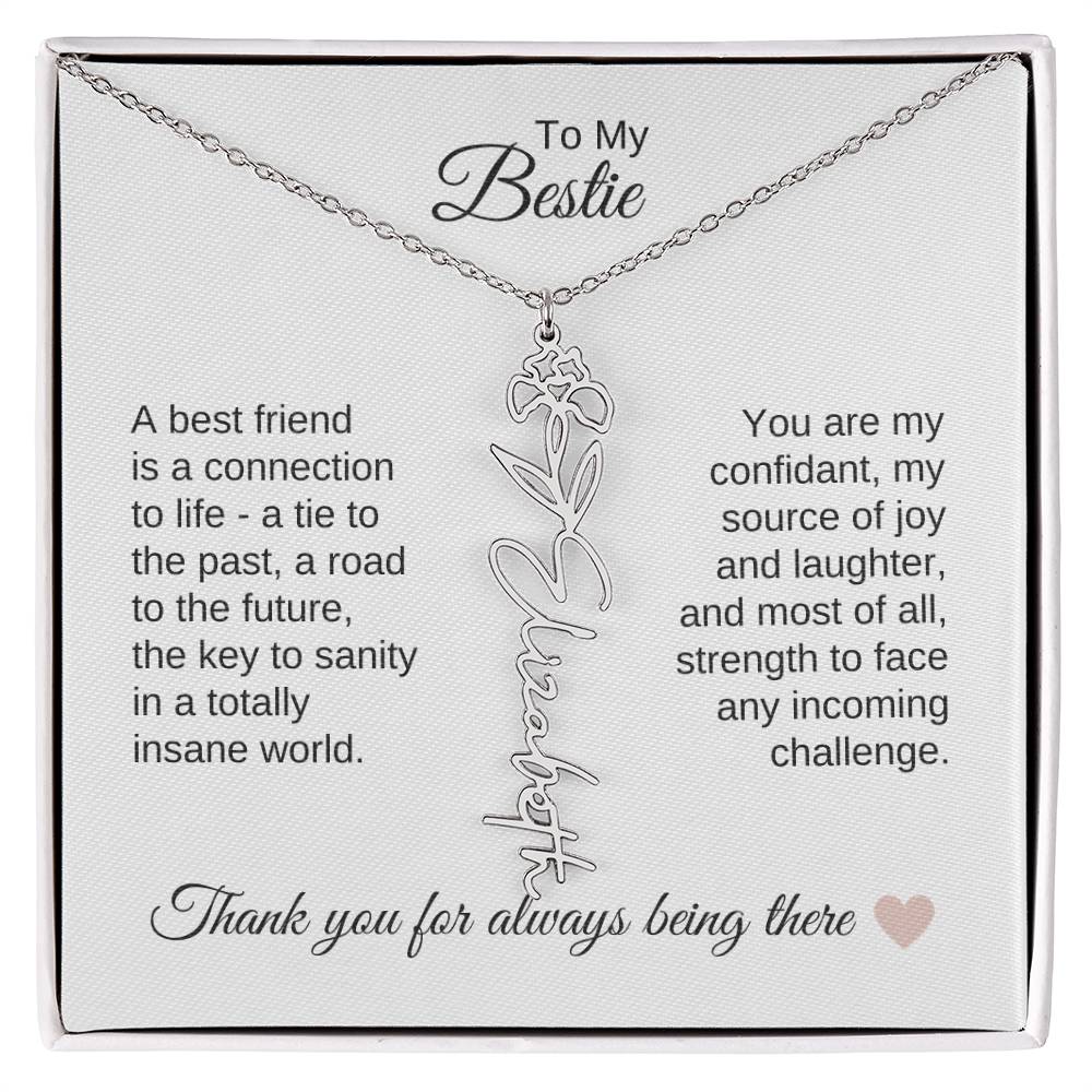 Best BFF Presents Friends are the Best Gifts Custom Name Birth Flower Necklace - MKT Custom Jewelry