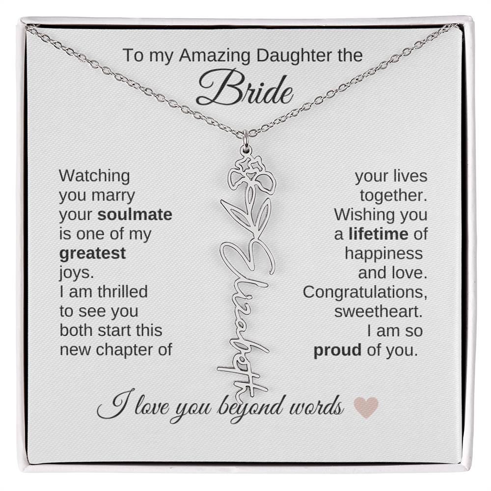 Daughter Wedding Gift Wedding Present for Daughter Birth Flower Custom Name - MKT Custom Jewelry