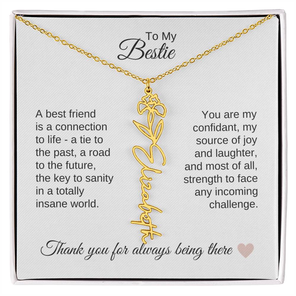 Best BFF Presents Friends are the Best Gifts Custom Name Birth Flower Necklace - MKT Custom Jewelry