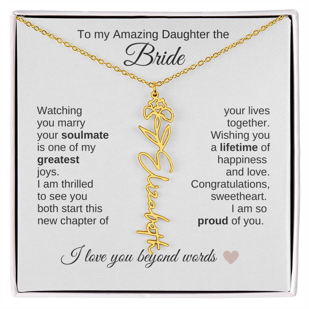 Daughter Wedding Gift Wedding Present for Daughter Birth Flower Custom Name - MKT Custom Jewelry