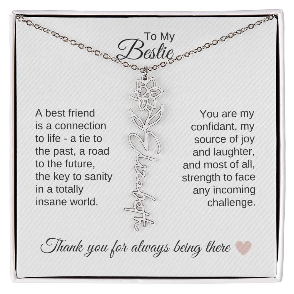 Best BFF Presents Friends are the Best Gifts Custom Name Birth Flower Necklace - MKT Custom Jewelry