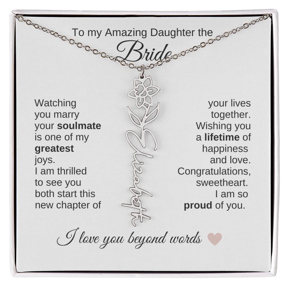 Daughter Wedding Gift Wedding Present for Daughter Birth Flower Custom Name - MKT Custom Jewelry