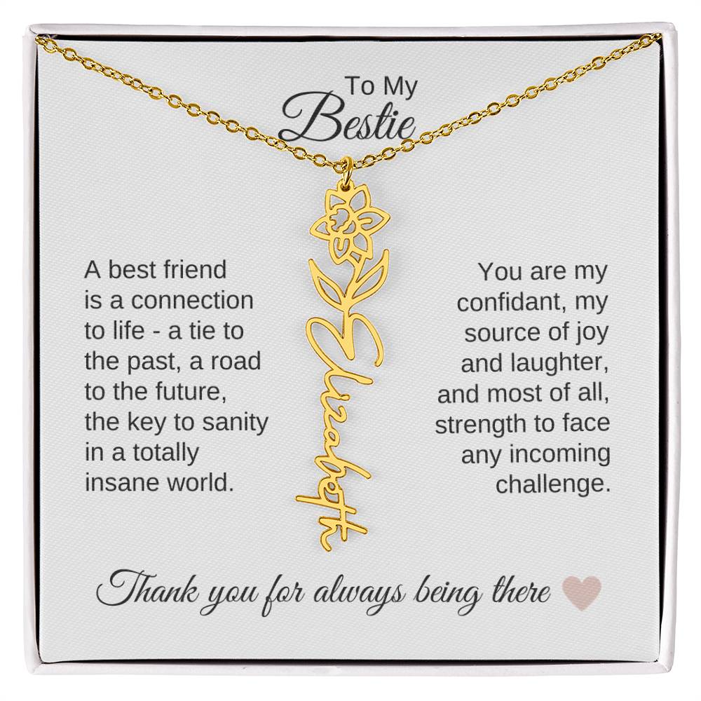 Best BFF Presents Friends are the Best Gifts Custom Name Birth Flower Necklace - MKT Custom Jewelry