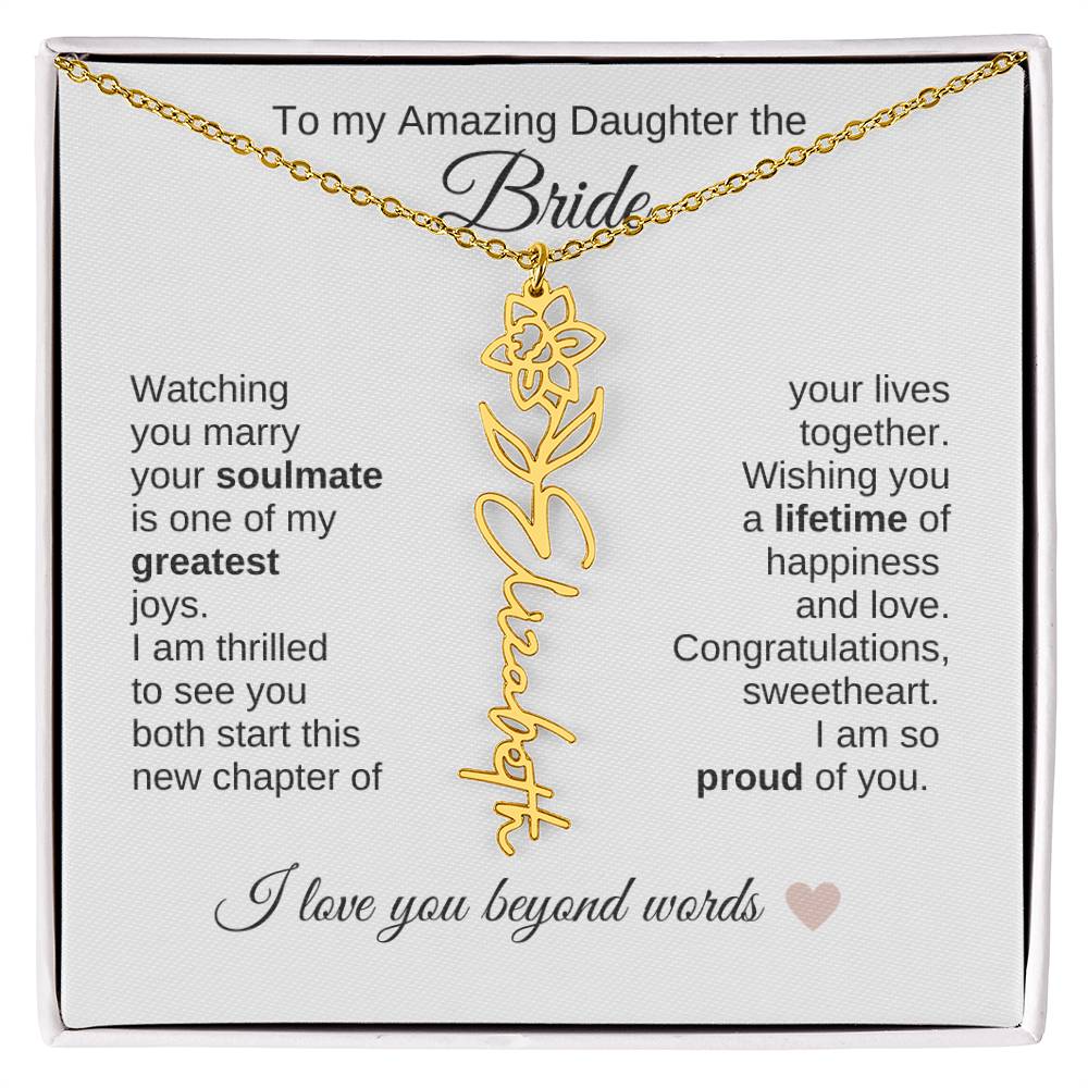 Daughter Wedding Gift Wedding Present for Daughter Birth Flower Custom Name - MKT Custom Jewelry