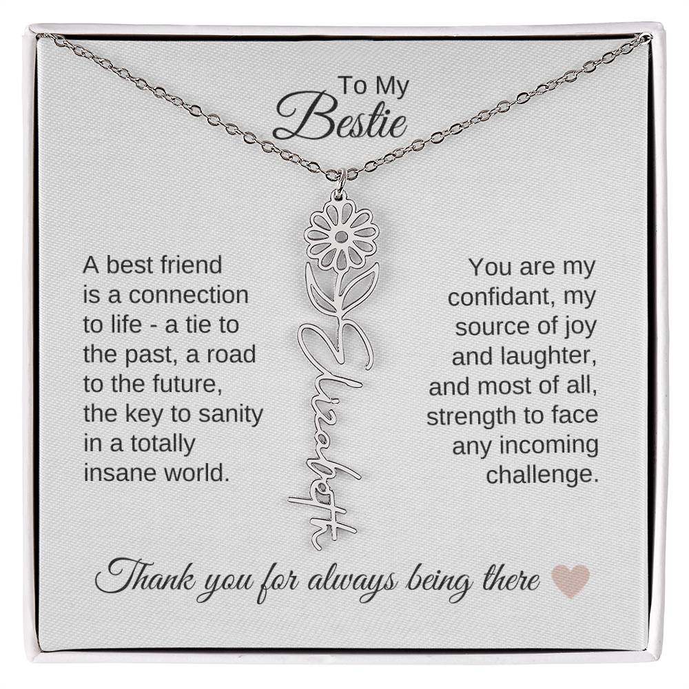 Best BFF Presents Friends are the Best Gifts Custom Name Birth Flower Necklace - MKT Custom Jewelry