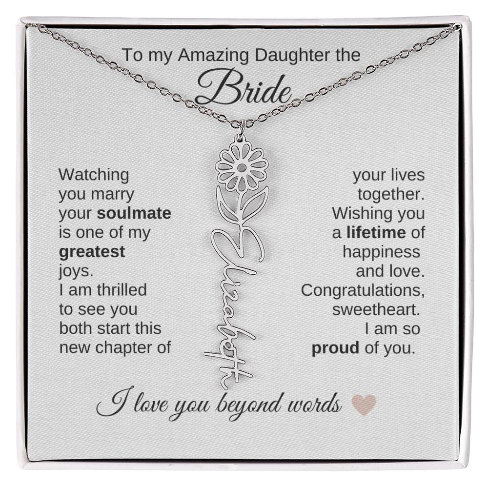 Daughter Wedding Gift Wedding Present for Daughter Birth Flower Custom Name - MKT Custom Jewelry
