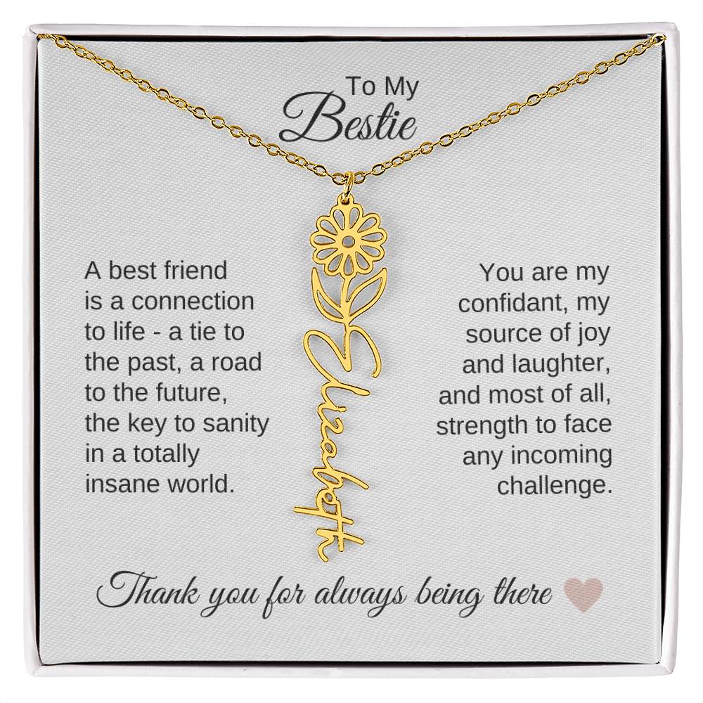Best BFF Presents Friends are the Best Gifts Custom Name Birth Flower Necklace - MKT Custom Jewelry