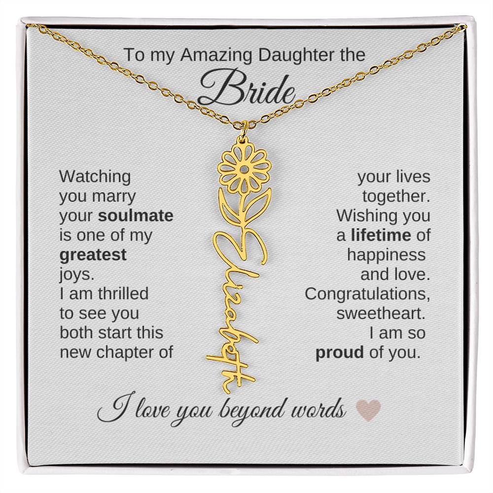 Daughter Wedding Gift Wedding Present for Daughter Birth Flower Custom Name - MKT Custom Jewelry
