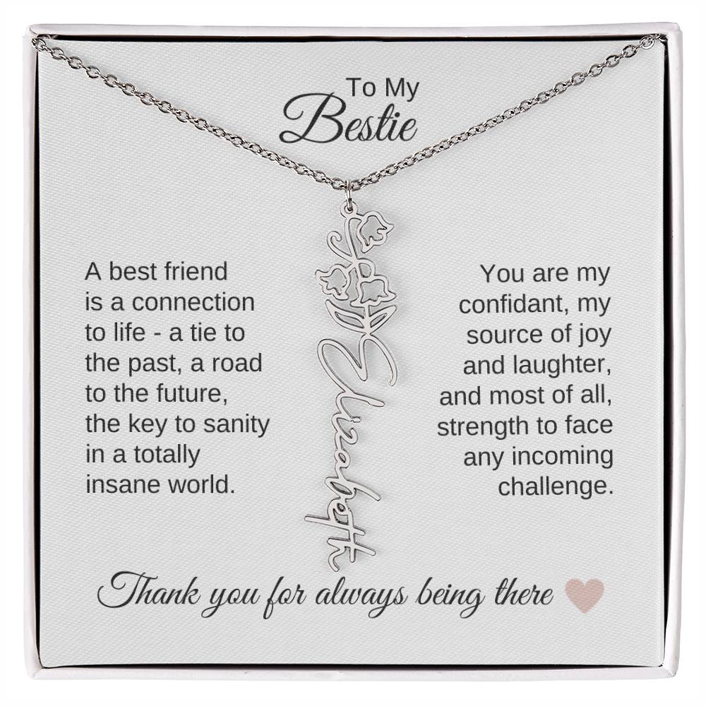 Best BFF Presents Friends are the Best Gifts Custom Name Birth Flower Necklace - MKT Custom Jewelry