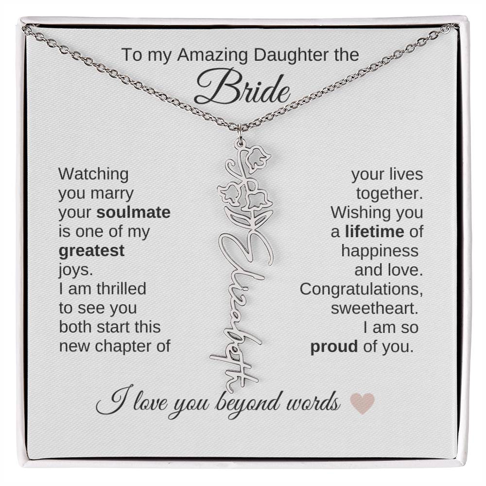 Daughter Wedding Gift Wedding Present for Daughter Birth Flower Custom Name - MKT Custom Jewelry