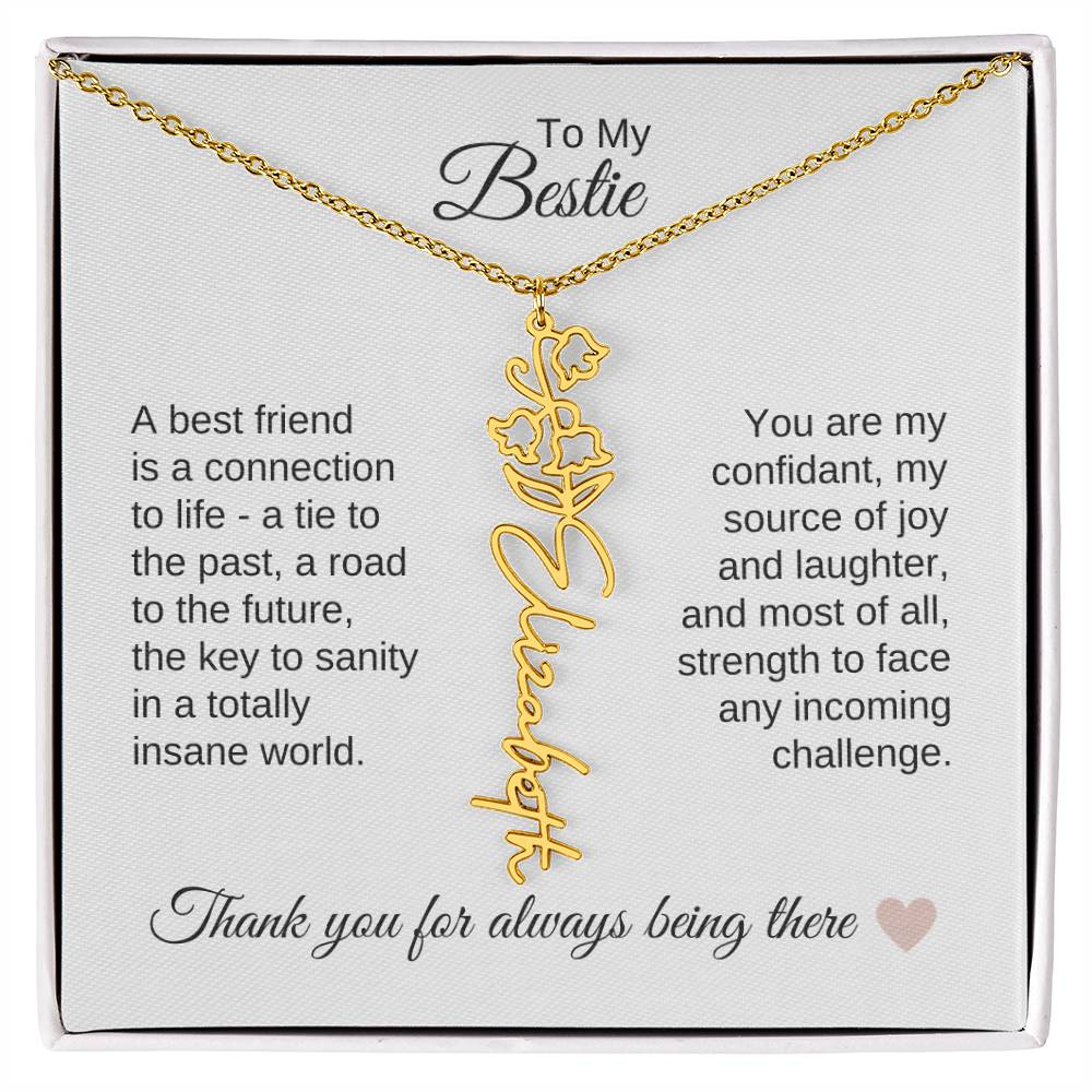 Best BFF Presents Friends are the Best Gifts Custom Name Birth Flower Necklace - MKT Custom Jewelry