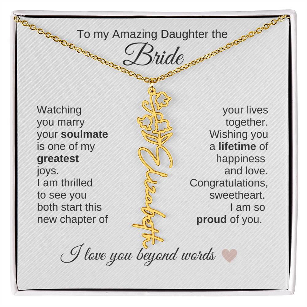 Daughter Wedding Gift Wedding Present for Daughter Birth Flower Custom Name - MKT Custom Jewelry