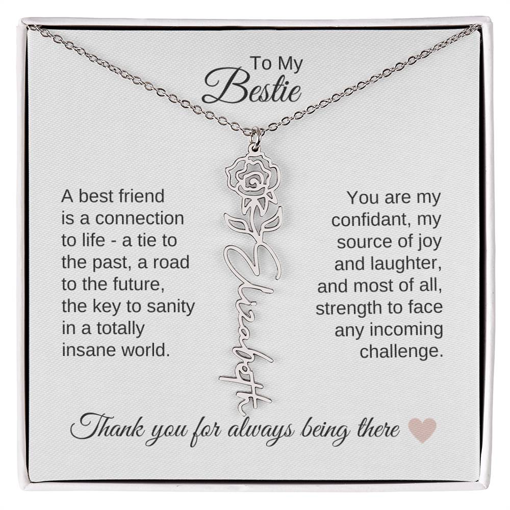 Best BFF Presents Friends are the Best Gifts Custom Name Birth Flower Necklace - MKT Custom Jewelry