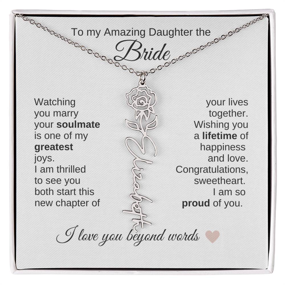 Daughter Wedding Gift Wedding Present for Daughter Birth Flower Custom Name - MKT Custom Jewelry