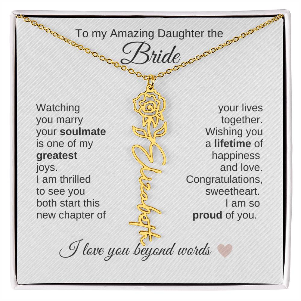 Daughter Wedding Gift Wedding Present for Daughter Birth Flower Custom Name - MKT Custom Jewelry