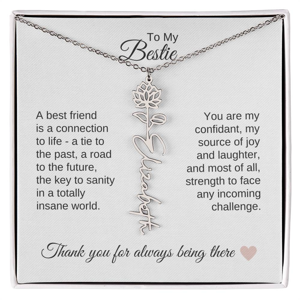 Best BFF Presents Friends are the Best Gifts Custom Name Birth Flower Necklace - MKT Custom Jewelry