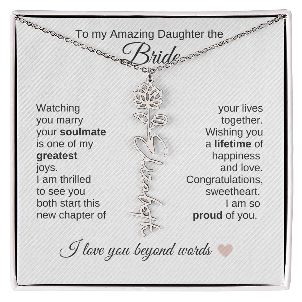 Daughter Wedding Gift Wedding Present for Daughter Birth Flower Custom Name - MKT Custom Jewelry